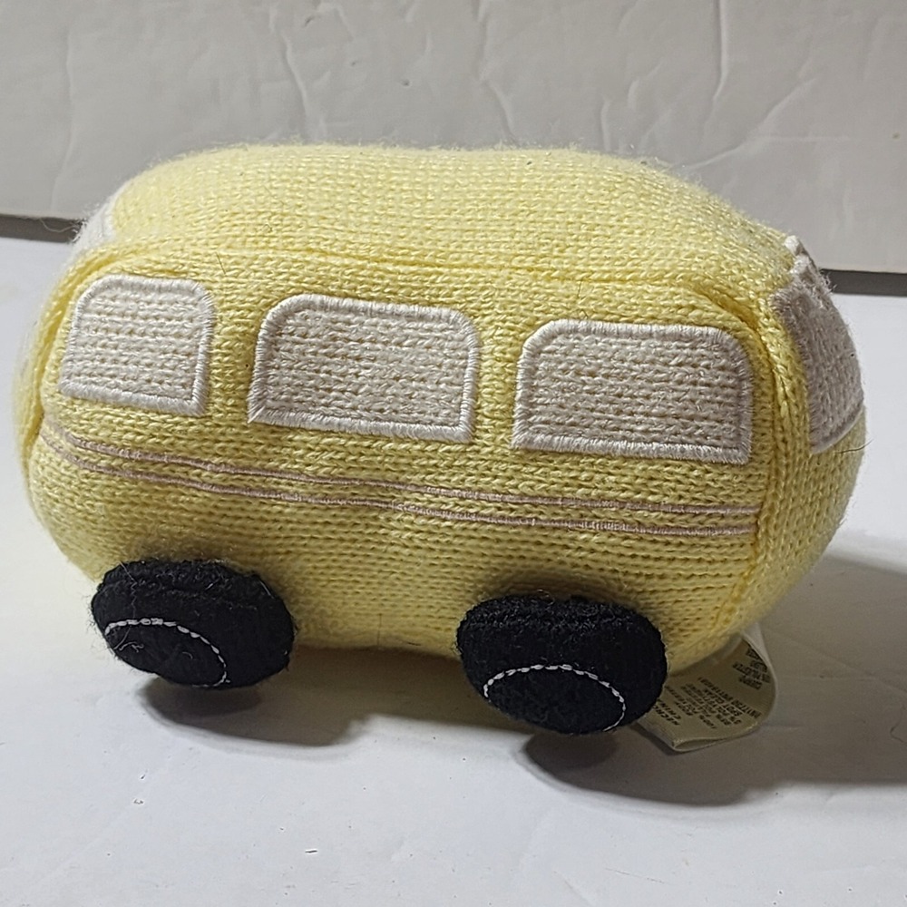 Cloud Island Yellow Bus Sock Knit Rattle Plush 6" Baby Lovey Toy